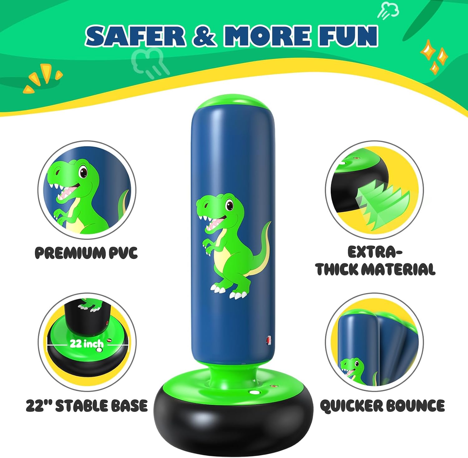 Thumbnail 5 de QPAU 48 Inch Inflatable Punching Bag for Kids đ„