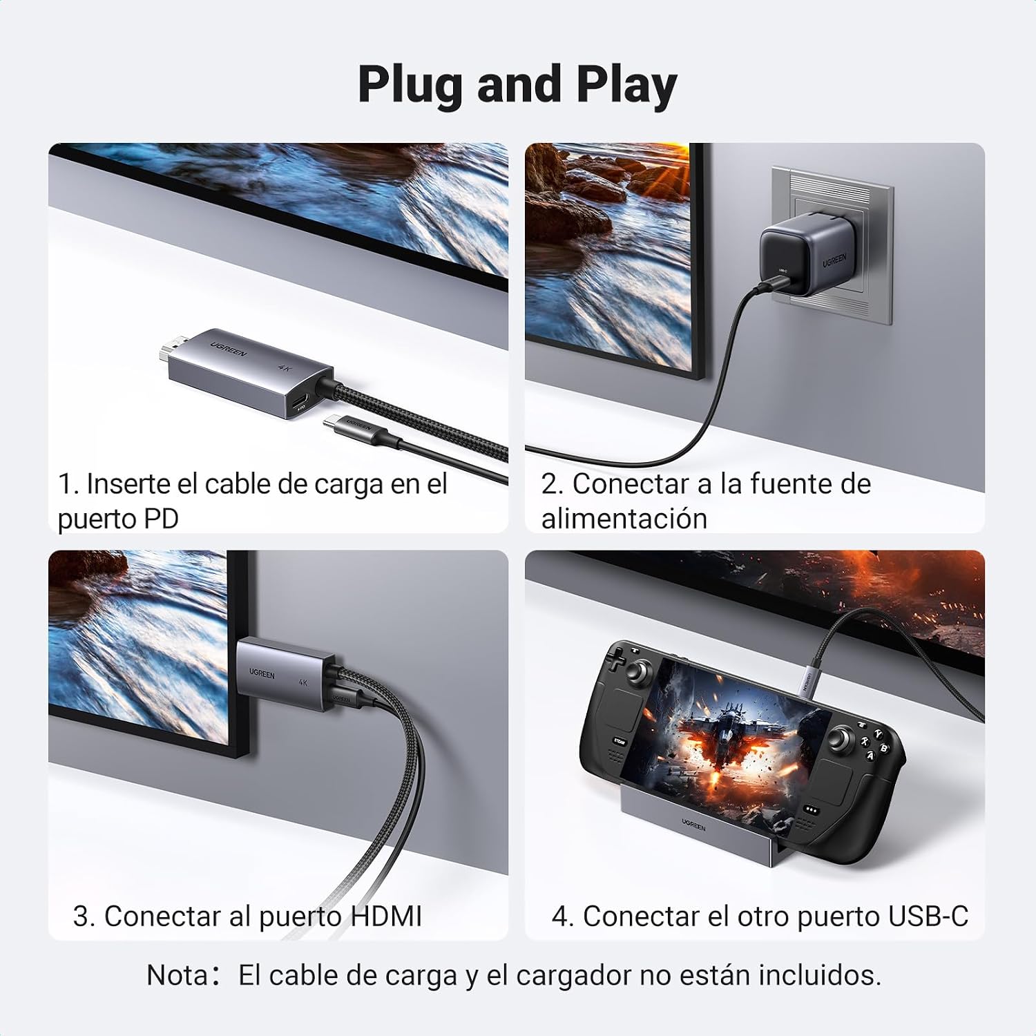 Thumbnail 5 de UGREEN USB C a HDMI Cable 4K 60Hz, Cargador 100W ⚡