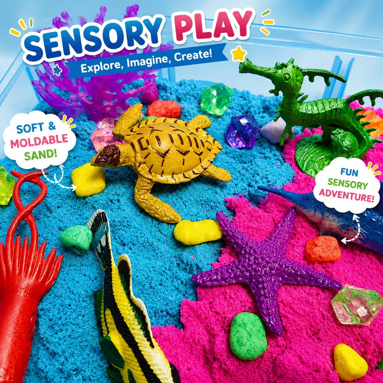 Detalle de AGENTLAN Dino & Ocean Sensory Sandbox Play Set
