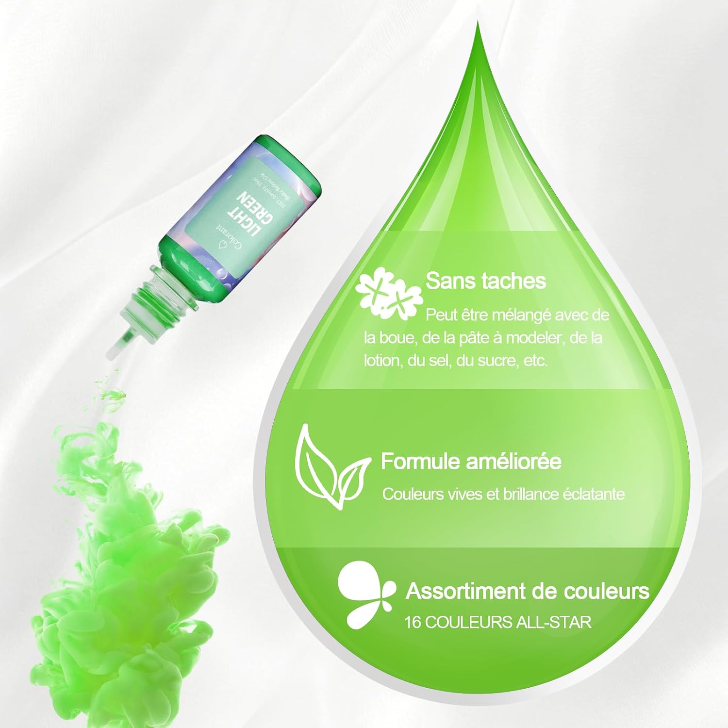 Detalle 2 de DEWEL lot de 16 couleurs de savon liquide pour fabrication maison (savon, bombes de bain, slime)