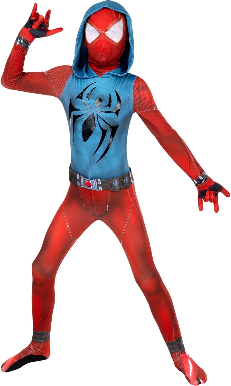 Detalle de MARVEL Scarlet Spider Youth Zentai Costume with Stretch Spandex and Detachable Mask
