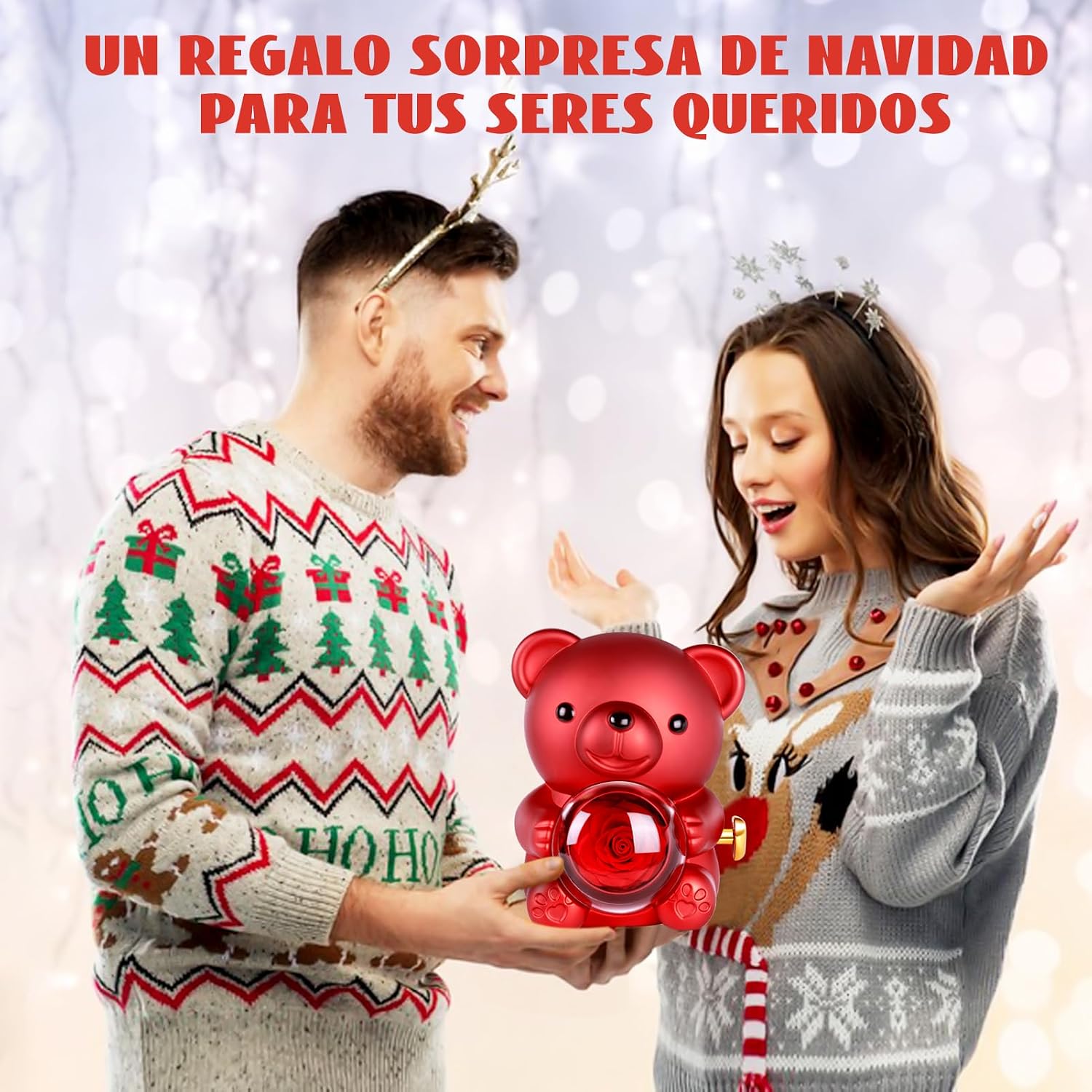 Thumbnail 5 de goldmiky Oso con Rosa Eterna y Collar 1 unidad