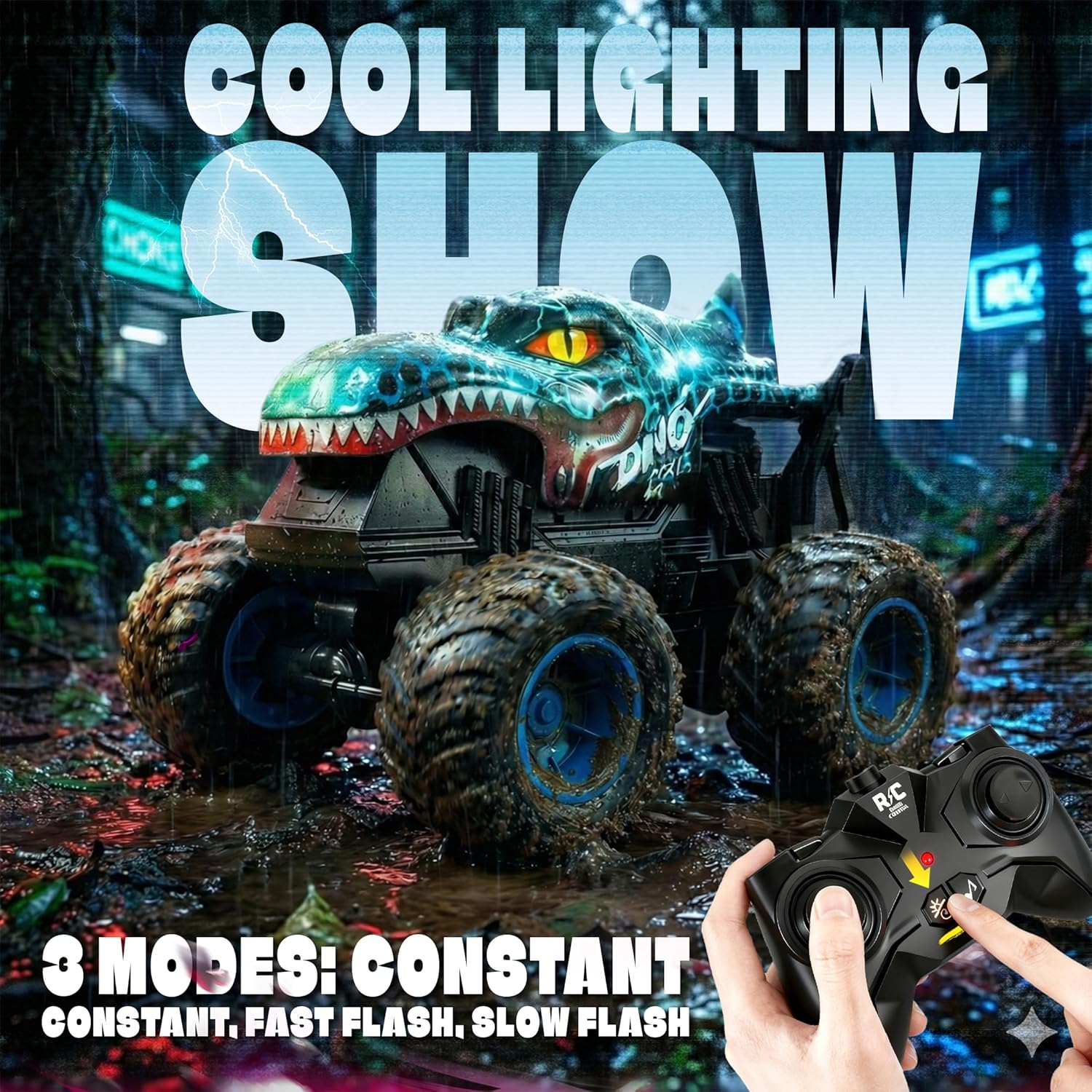 Thumbnail 2 de BEZGAR MonsterTruck Toys — Monster Truck RC Car with Light & Music ( Cyan Blue )