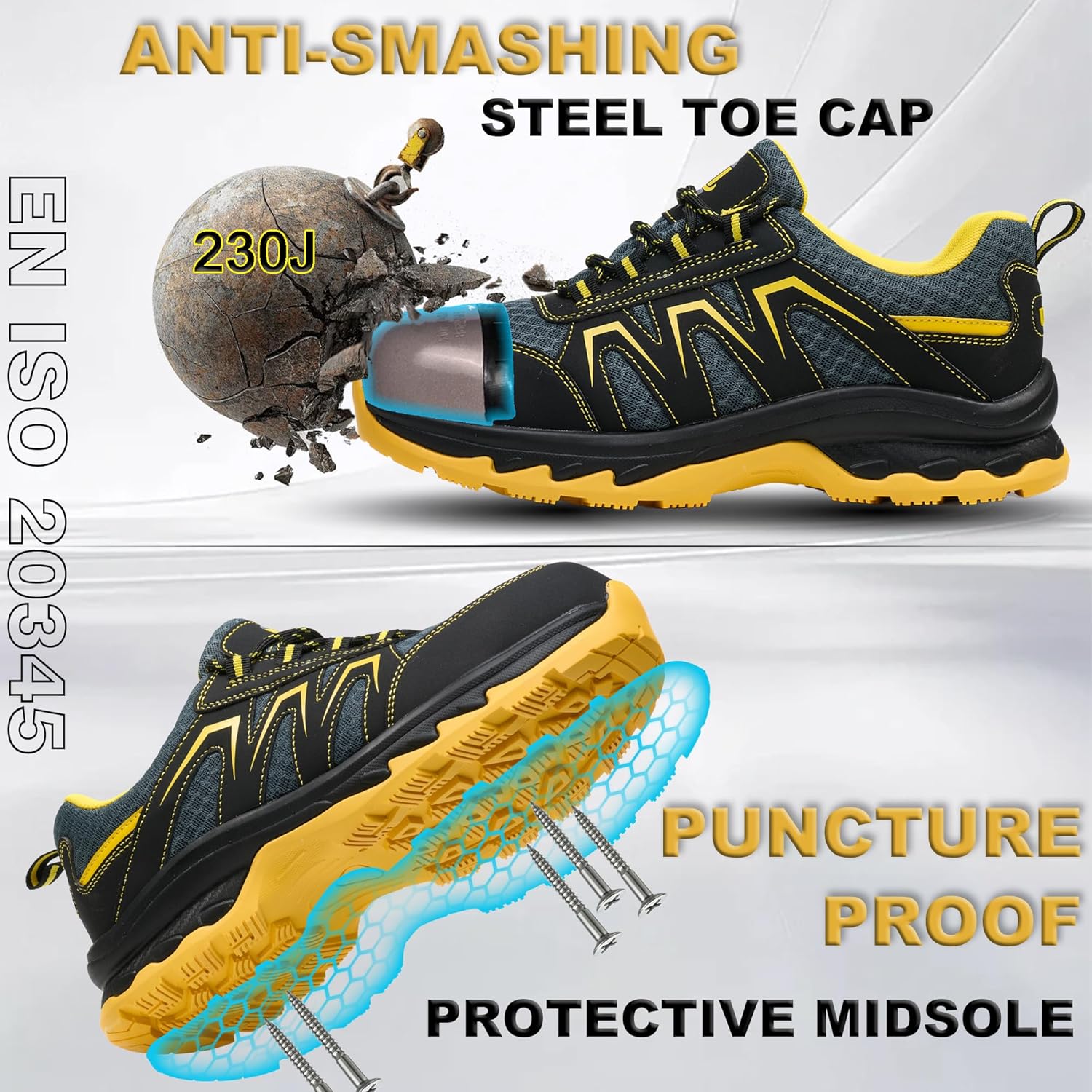 Thumbnail 3 de UOQC Scarpe Antinfortunistiche Uomo S1P ESD con PuntaInAcciaio — Sicurezza, Comfort e Traspirabilità