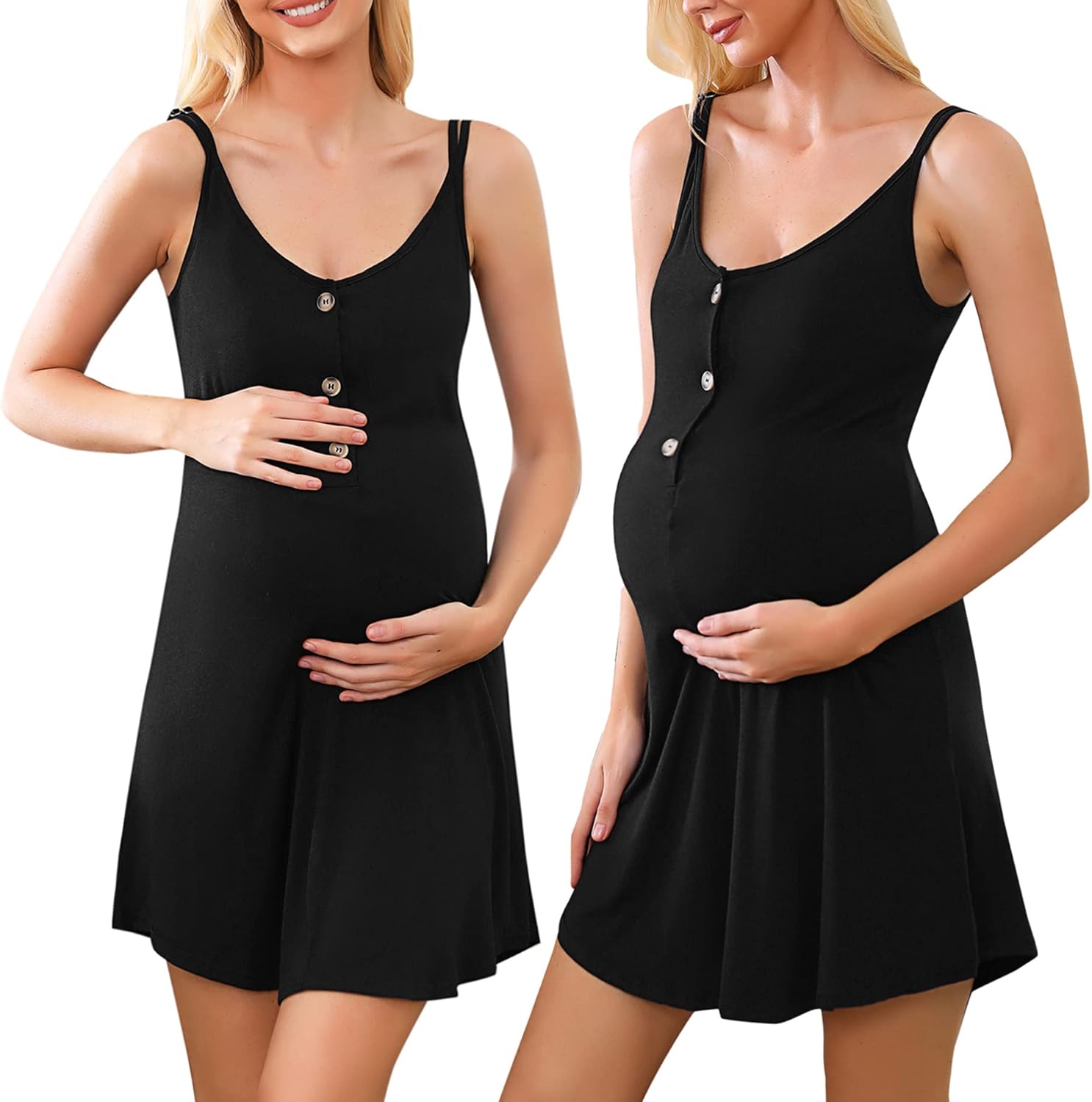 Thumbnail 6 de Aseniza Chemises de Nuit Maternité en Coton – Robe Allaitement à Manches Courtes, 95% Coton