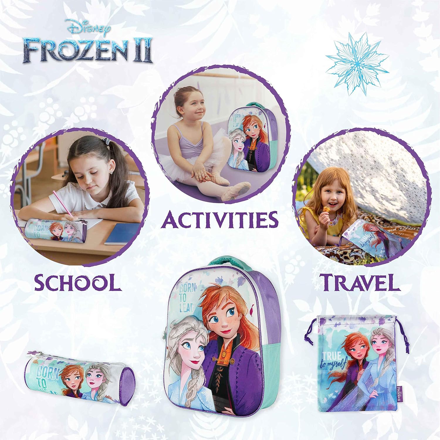 Detalle de Zaino Scuola Elementare Bambina 3D Frozen – zainetto e astuccio in set per bimbi da 3 anni