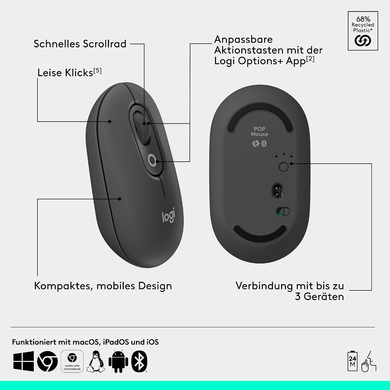 Thumbnail 6 de Logitech POP ICON Combo Tastatur Maus Set