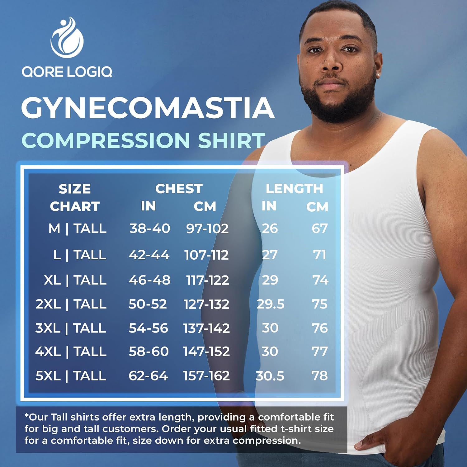 Thumbnail 5 de QORE LOGIQ Gynecomastia Compression Shirts for Men — Slimming Tank Top for Big & Tall builds