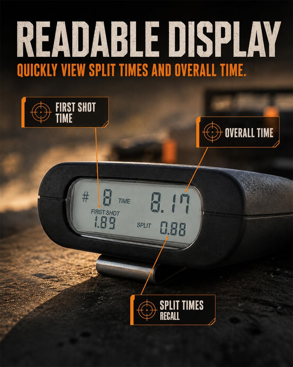 Detalle de Shot Timer for Shooting Competition & Training: 4 Modes, Loud Buzzer, Belt Clip