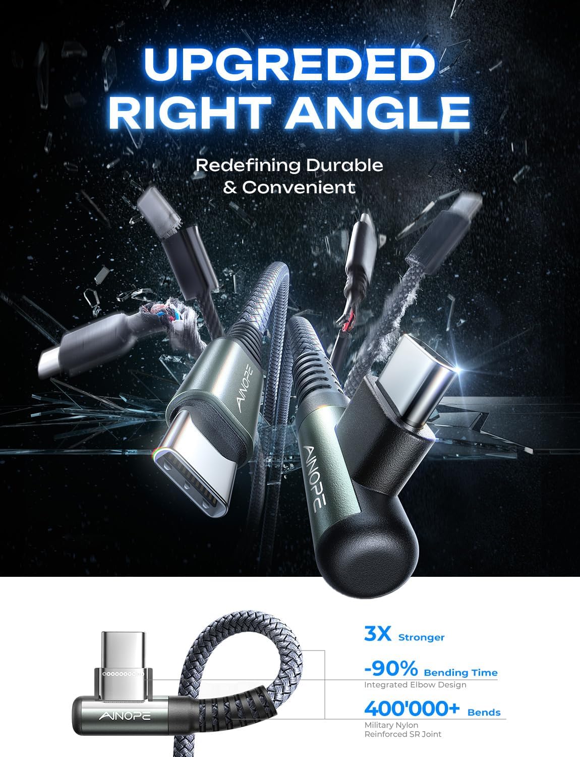 Detalle 2 de AINOPE 2M USB-C to USB-C 60W fast charging cable