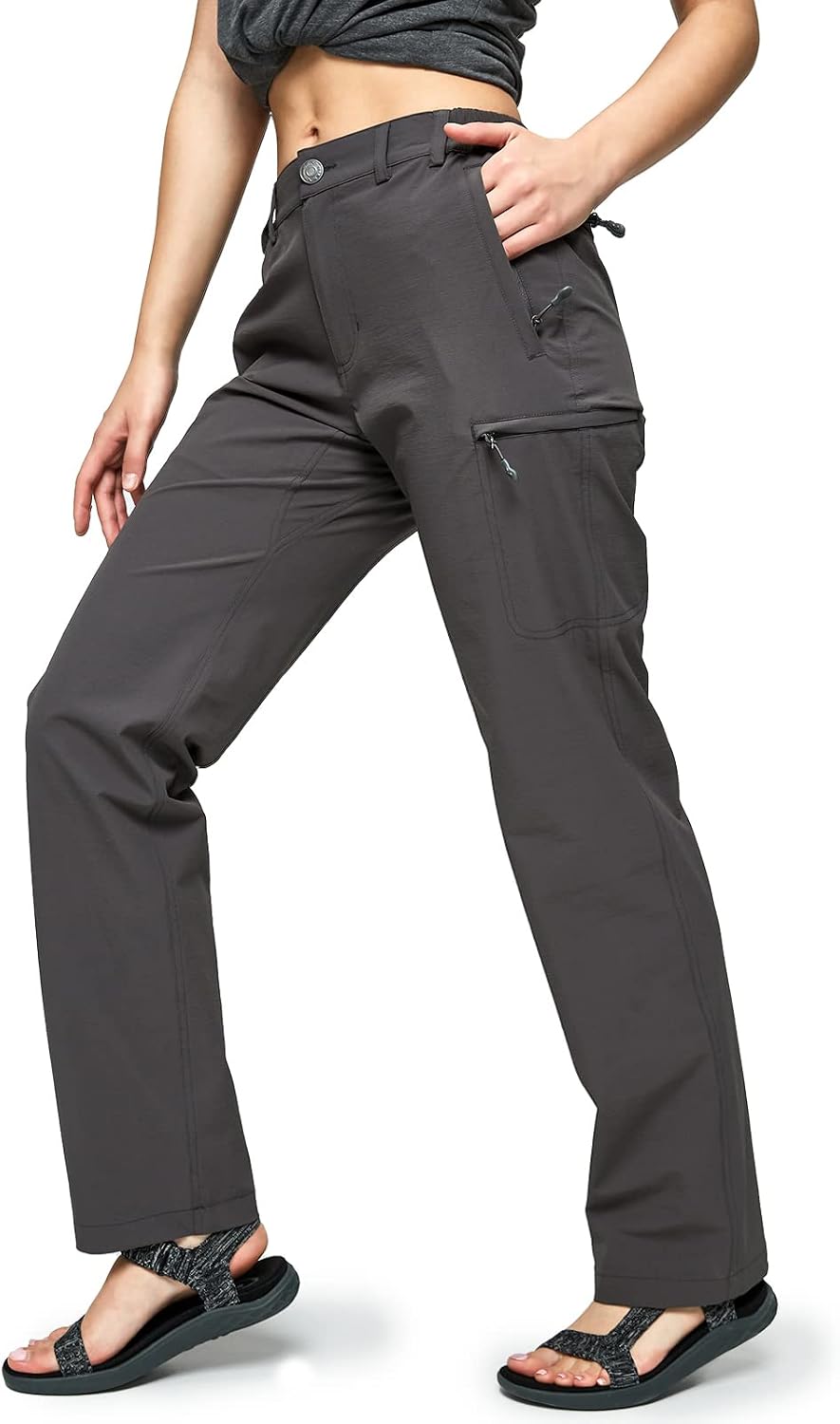 Detalle de MIER Women's Quick Dry Cargo Pants – Lightweight, Stretchy, Water-Resistant Hiking Trousers