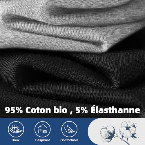 Detalle de Fullluwaa Boxer Homme Coton Lot de 10 - 2XL, Noir, Ceinture Élastique, Doux, logotype réfléchissant