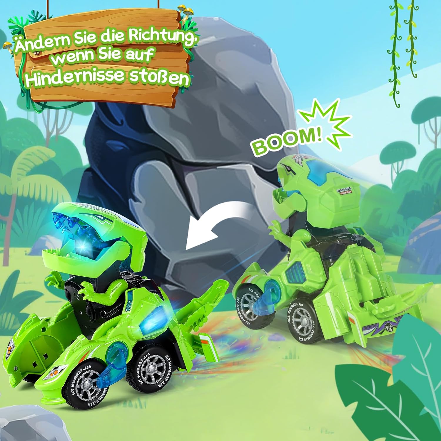 Detalle de Yellcetoy Dinosaurier Transform Auto mit 3D-LED