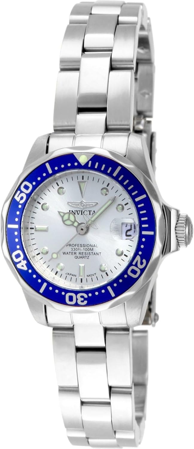 Detalle de Invicta Pro Diver Montre Femme 24 mm – Quartz, Acier Inoxydable, Cadran Argent