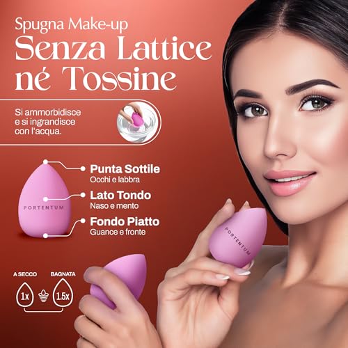 Detalle de PORTENTUM Set Pennelli Make Up 10+2 Premium: kit professionale in fibre sintetiche
