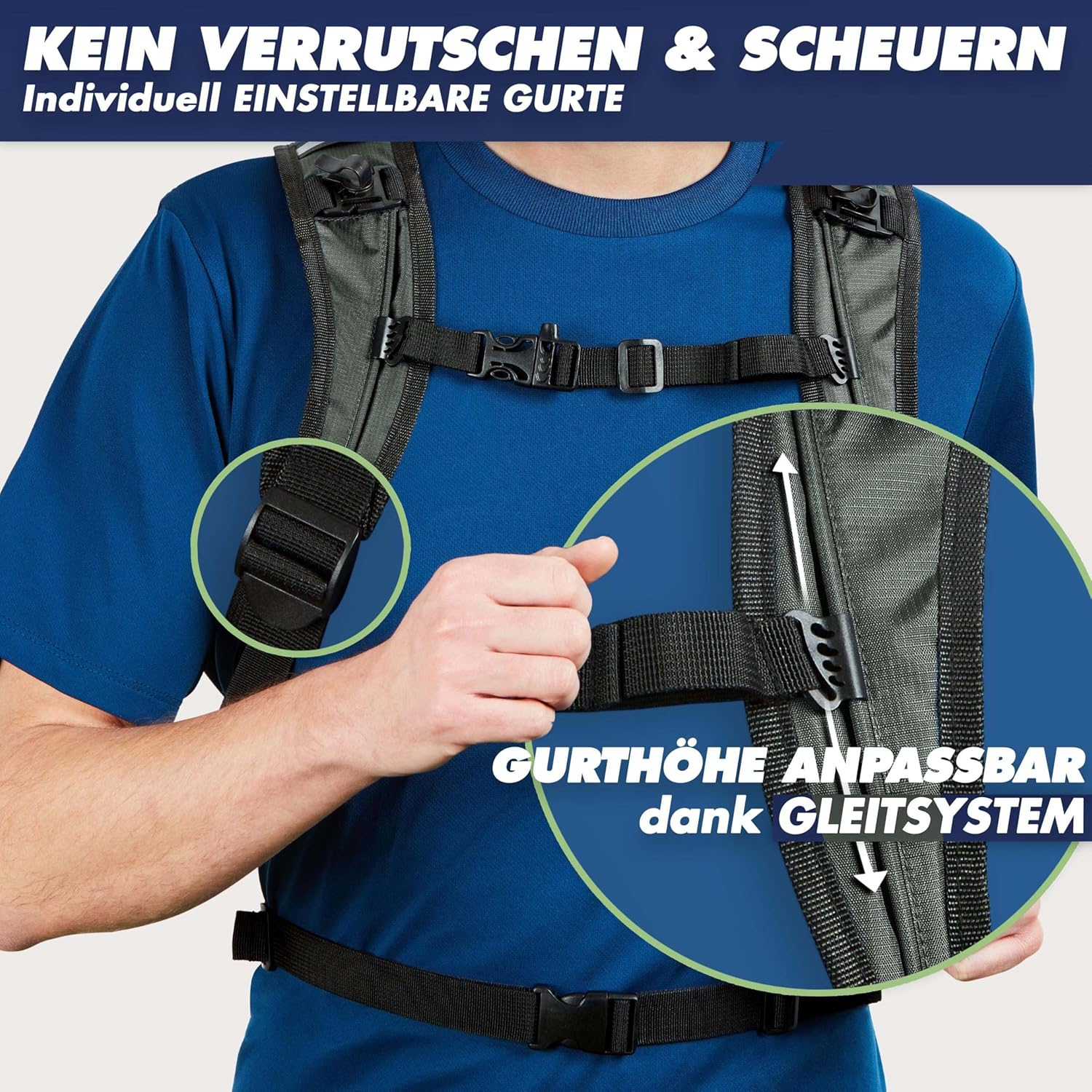Thumbnail 1 de SASMO® Laufrucksack 6L (Grau) mit Thermofach – ultraleichter Lauf-Rucksack mit Regenschutz