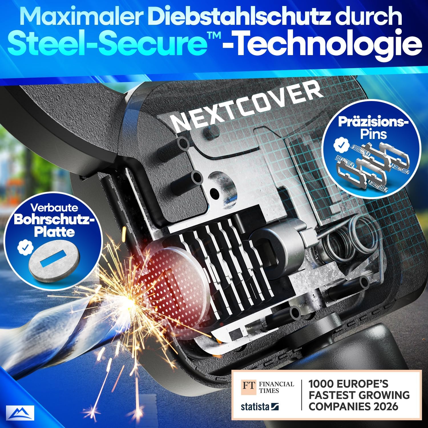 Detalle de NEXTCOVER E-Scooter Schloss – Steel-Secure-Technologie, 90 cm Kettenschloss