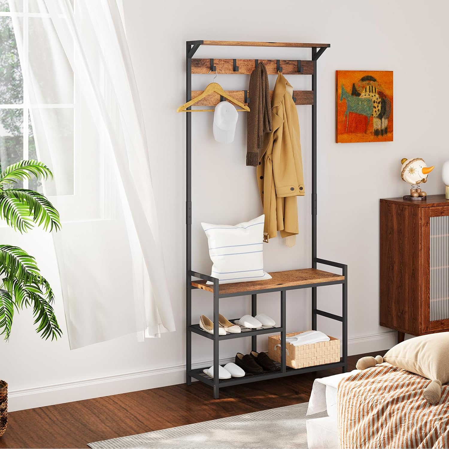 Detalle 2 de Industrial Hallway Coat Stand 9 Hooks