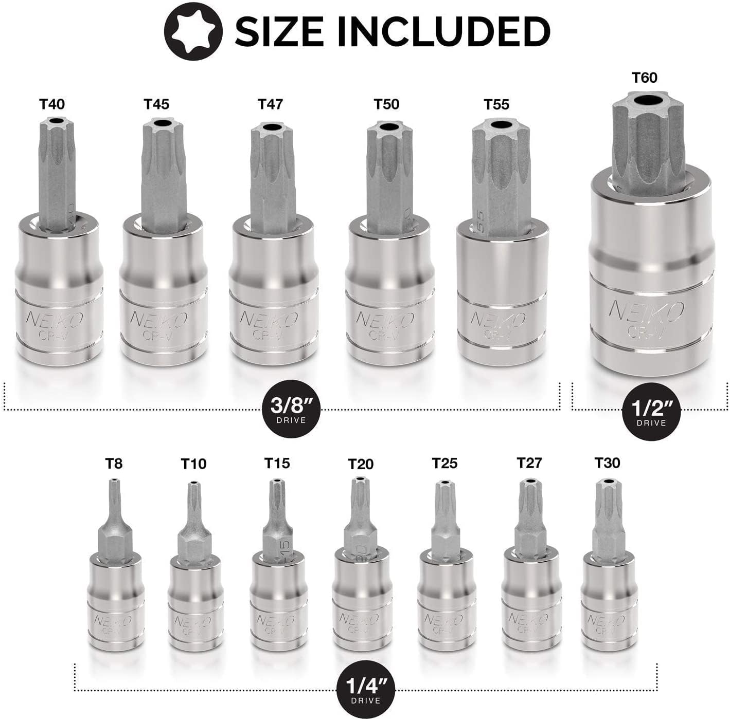 Detalle 2 de NEIKO 10073A 13-Piece Tamper Proof Torx Bit Set