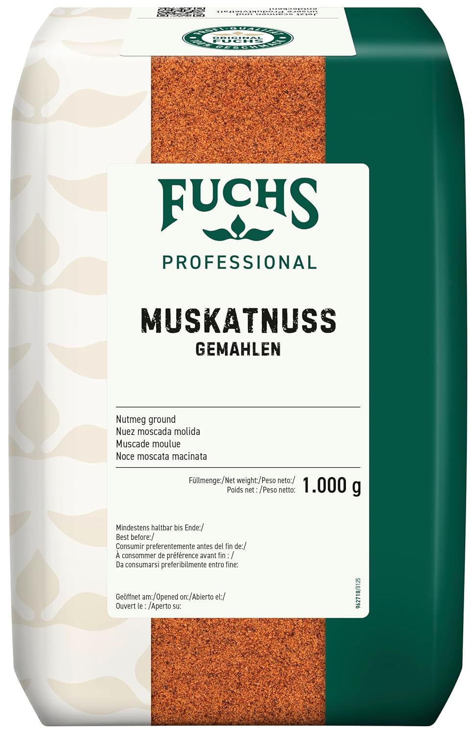Detalle de Fuchs Professional Muskatnuss gemahlen – 1 kg, im recyclebaren Beutel