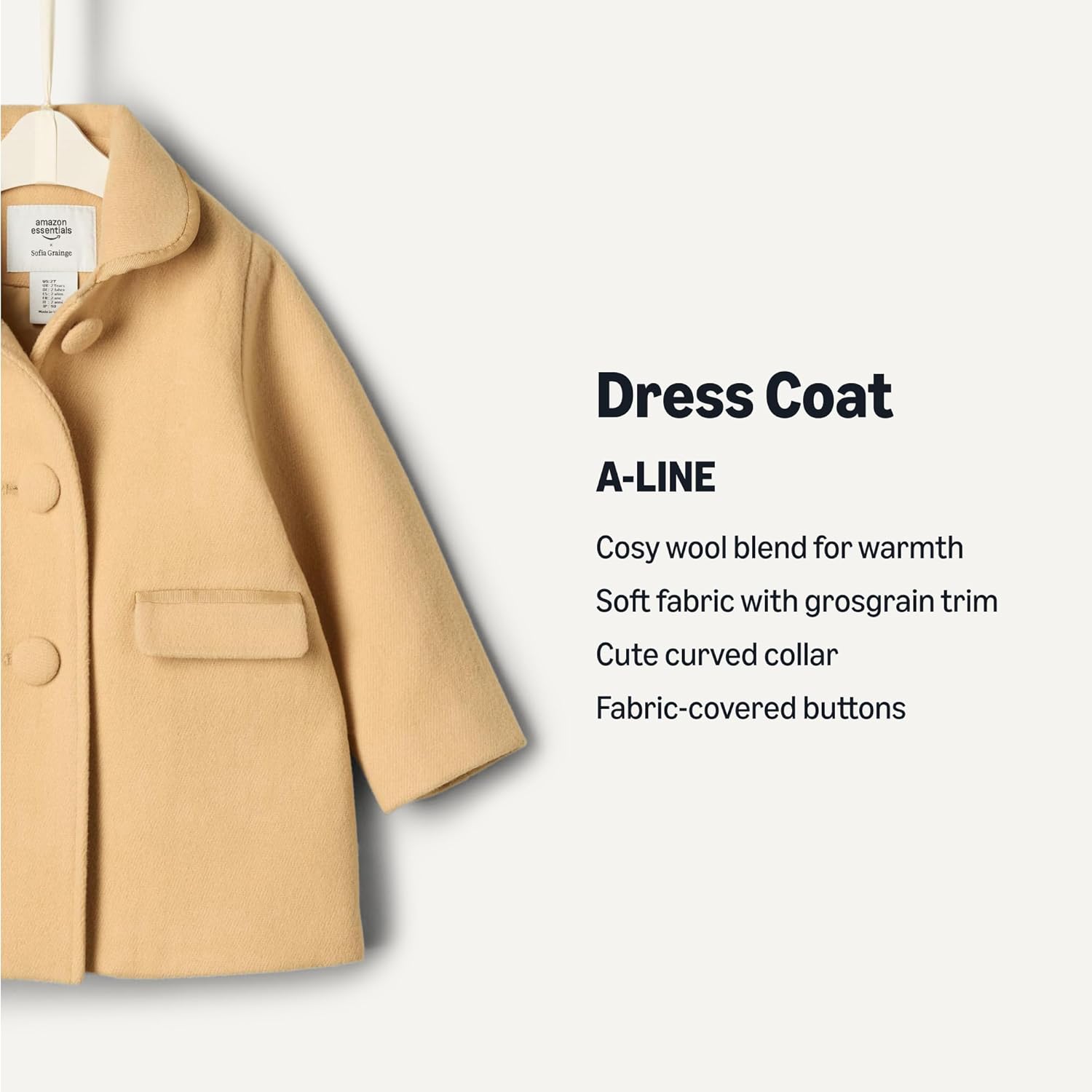 Thumbnail 2 de Amazon Essentials x Sofia Grainge toddlers’ wool-blend coat for baby girls