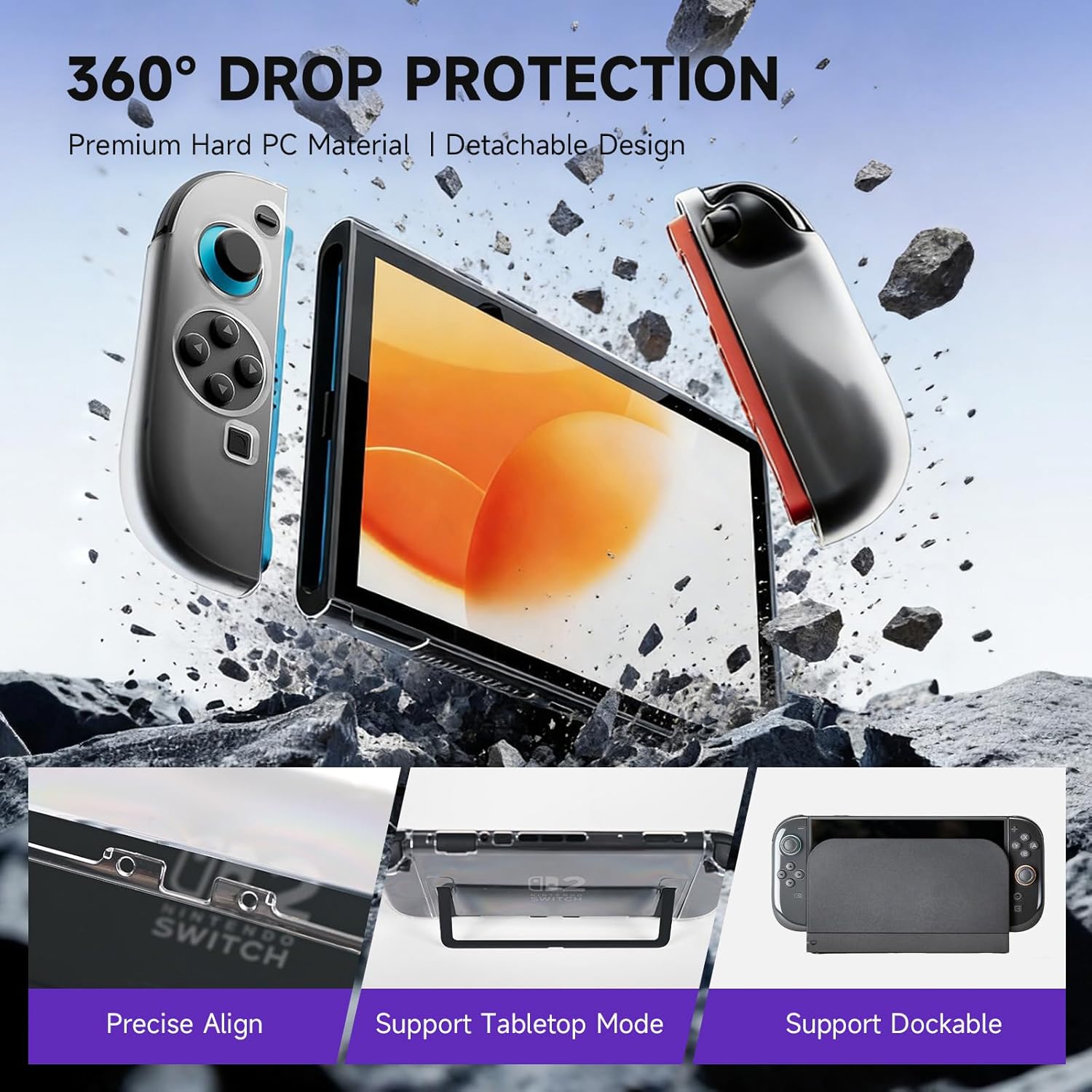 Detalle de AceGamer Pro Hall Effect Controllers Accessories Bundle for Nintendo Switch 2 (17-in-1) — carry case, screen protector, grips & more
