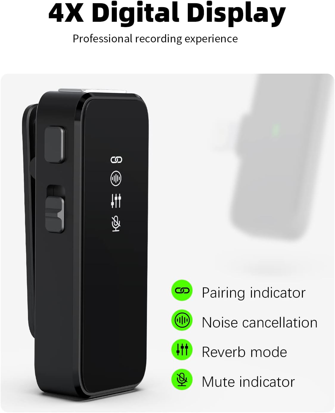 Detalle de Rythflo LM01 Wireless Lavalier Microphone, USB-C, Noise Cancellation