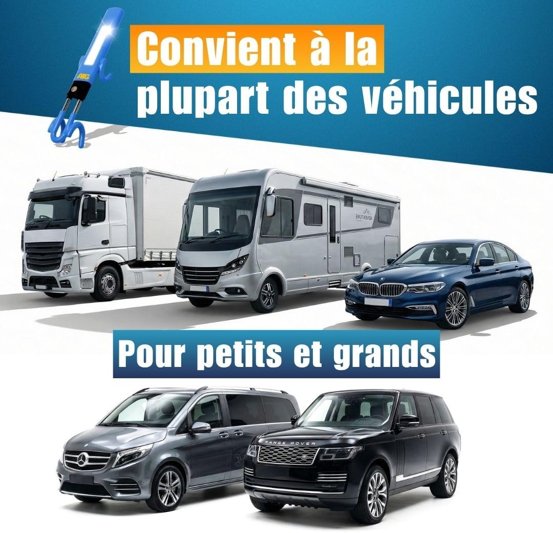 Detalle de ATG Bloque Volant Voiture – Antivol Volant et Canne Antivol pour Auto, SUV, Van, Utilitaire & Camping-Car