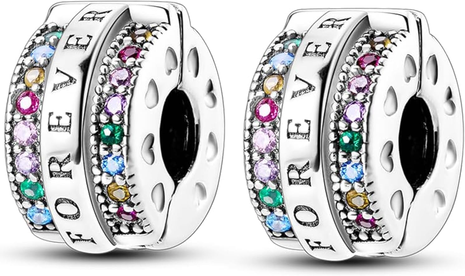 Detalle de CYCUFF Clip Spacer Charm: pendente clip fiore in argento 925 con zirconi per bracciale