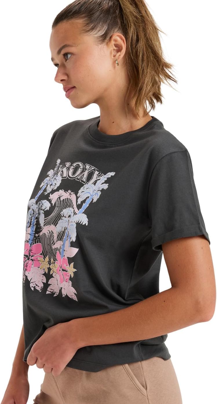 Detalle de Roxy Oceanregular Poster T-Shirt Femme (Lot de 1) – coupe classique, confort et durabilité