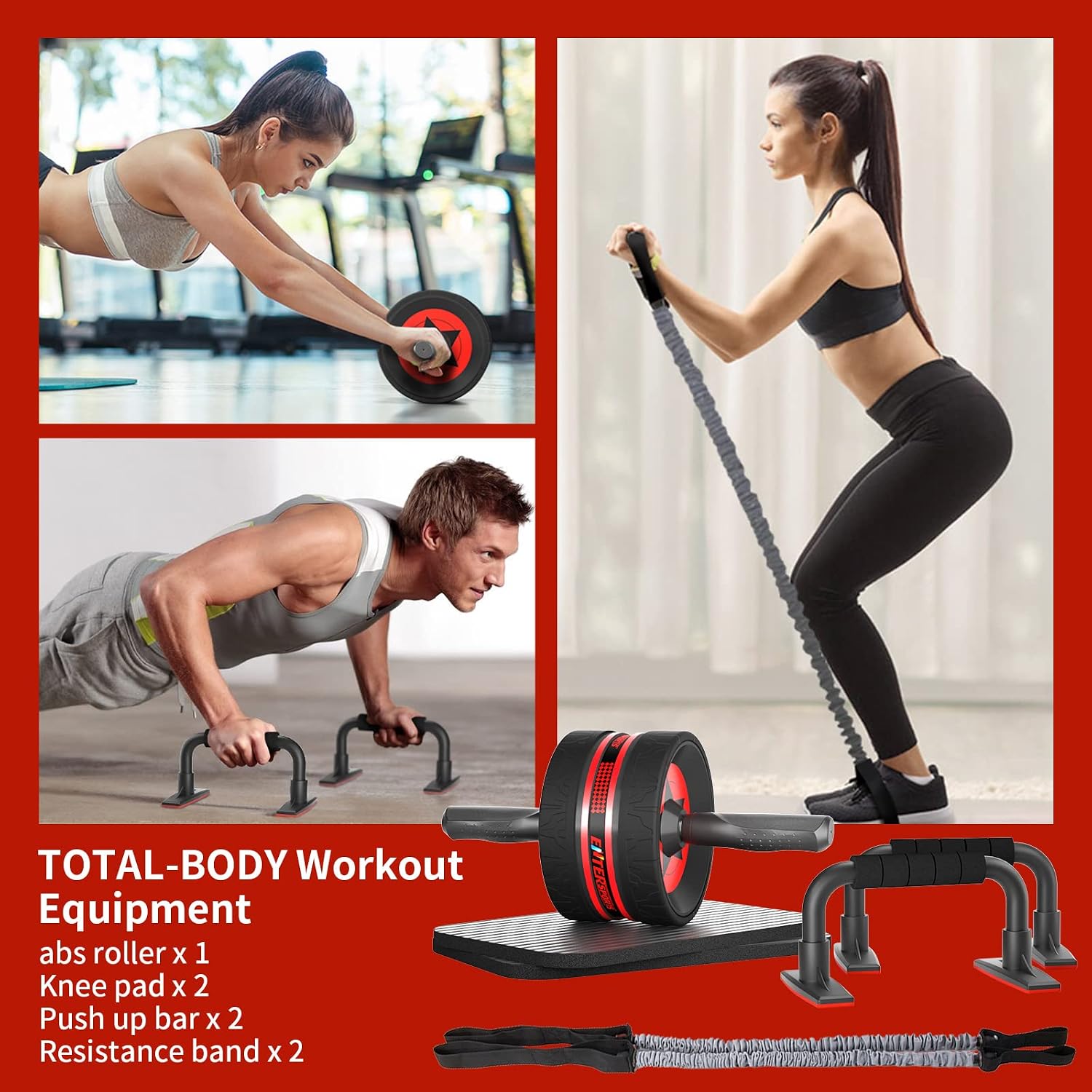Thumbnail 1 de EnterSports Ab Rollers – Ab Trainer for Home with Two Knee Mats