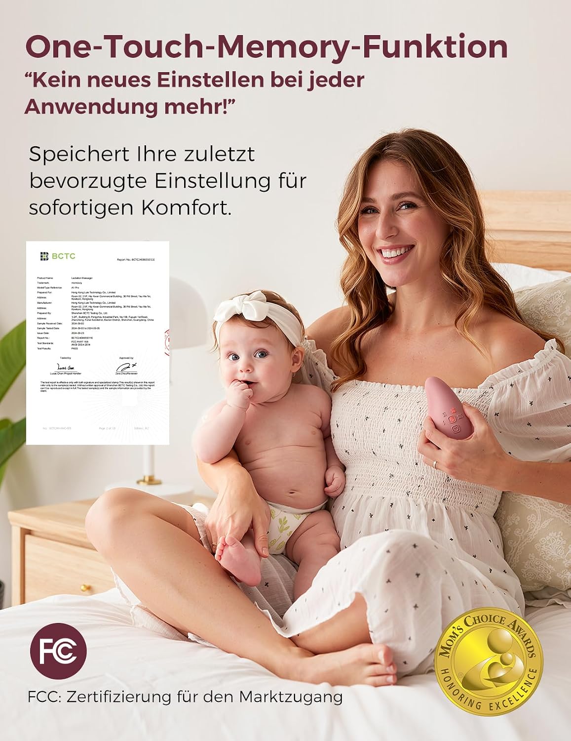 Thumbnail 3 de Momcozy A1Pro Stillmassagegerät – tiefe Wärme, 8 Vibrationsmodi und Memory-Funktion für effizienteres Abpumpen