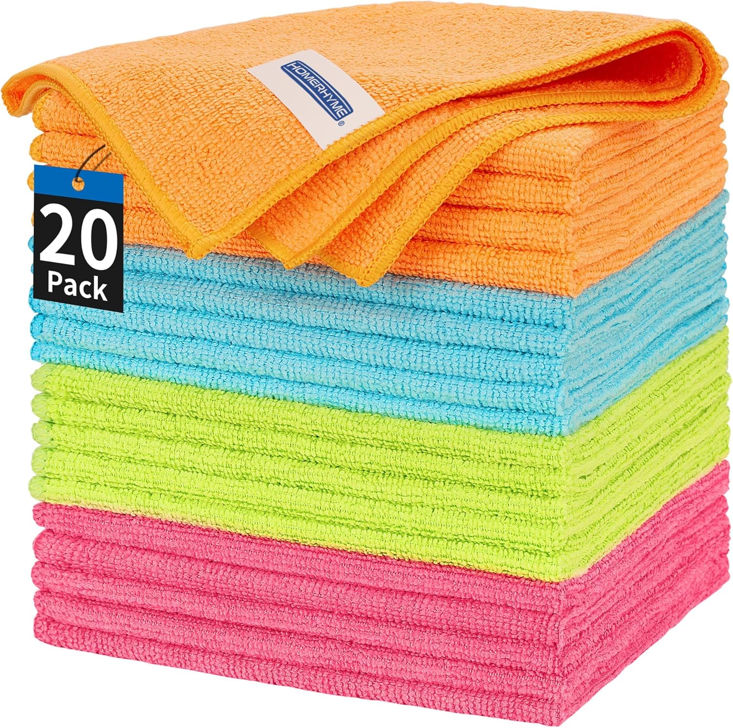 Detalle de HOMERHYME HR-01CL20PK Microfiber Cleaning Cloths, 20 Pack, 12 x 12 Inch