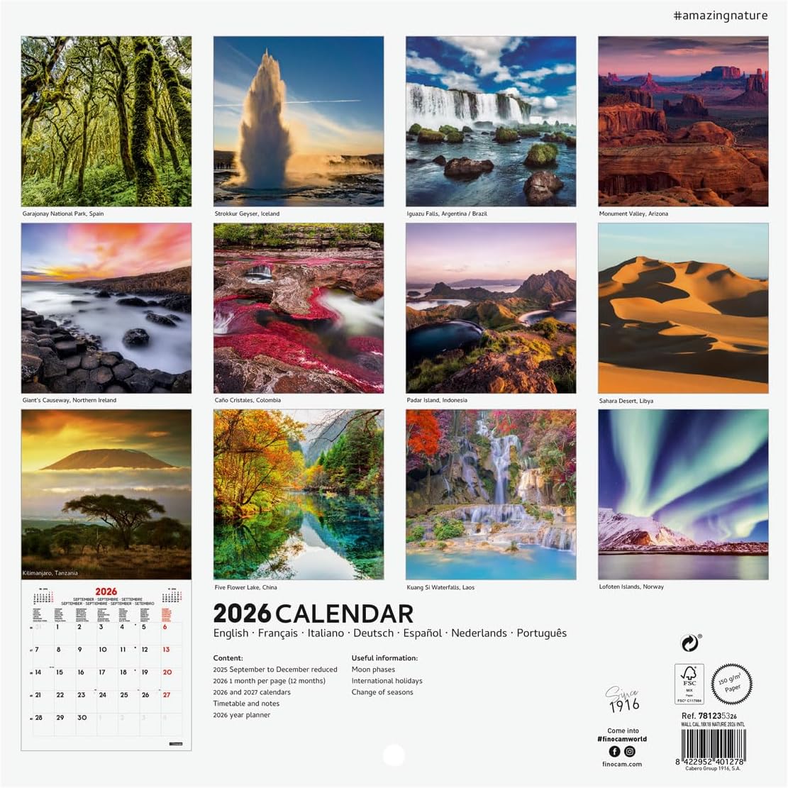 Detalle 2 de Finocam Calendario da parete 2026 18×18 cm, mensile 📅