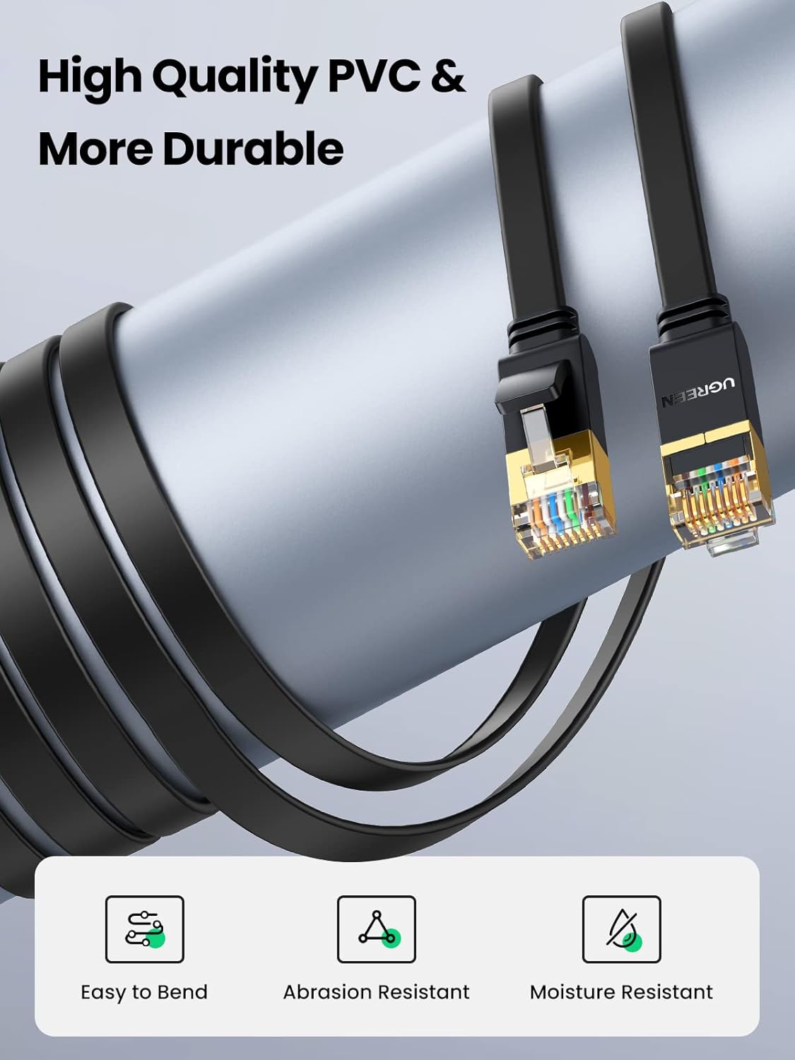Thumbnail 4 de UGREEN 3m Cat 7 Flat Ethernet Cable (U/FTP) for 10Gbps Gigabit Networking