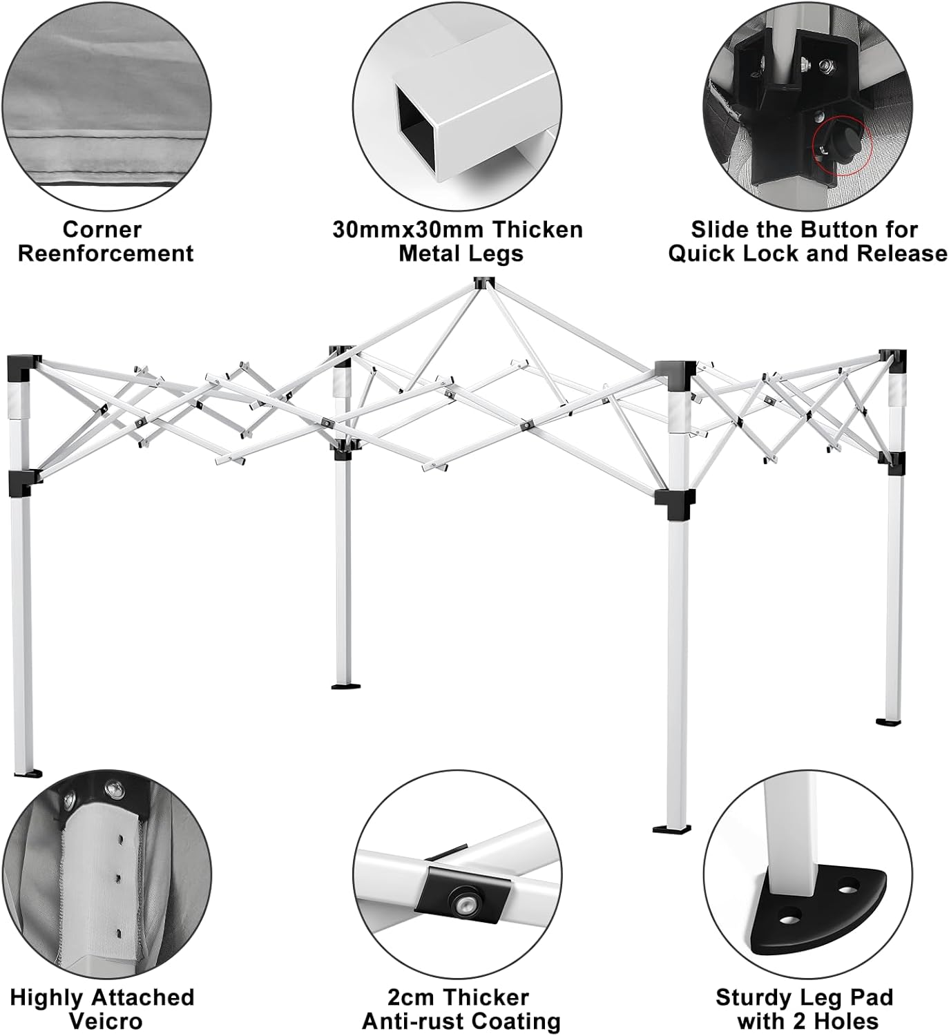 Thumbnail 6 de Gazebo with Sides 3m x 3m: Upgraded 420D Heavy Duty Event Shelter