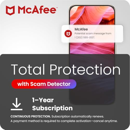 Detalle de McAfee Total Protection: Text, Email, and Video Scam Protection with Auto-Renewal