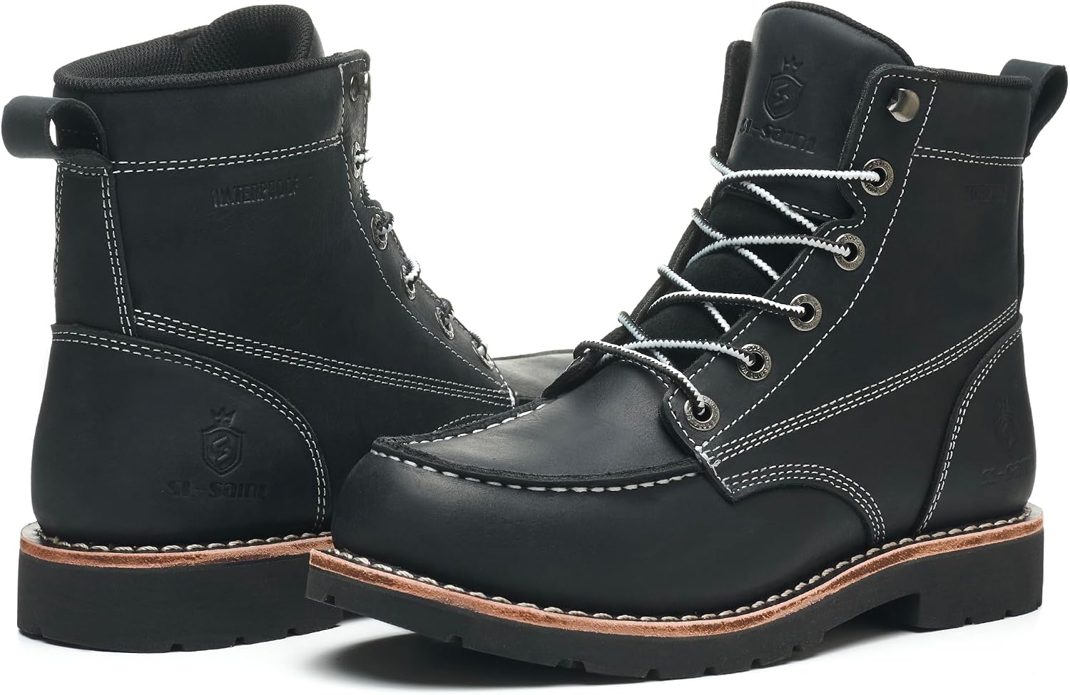 Detalle 2 de SL-Saint Bottes Moc Toe imperméables souples en cuir véritable, cousues type welts, cheville – fait à la main