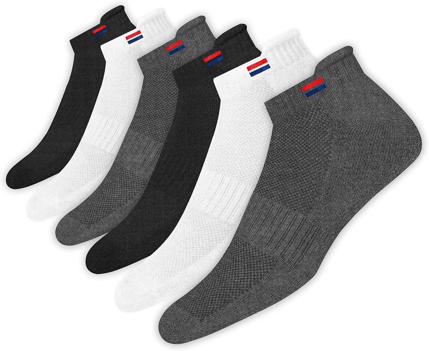 Thumbnail 6 de NAVYSPORT 6 paia di calzini corti sportivi in spugna di cotone per uomo e donna