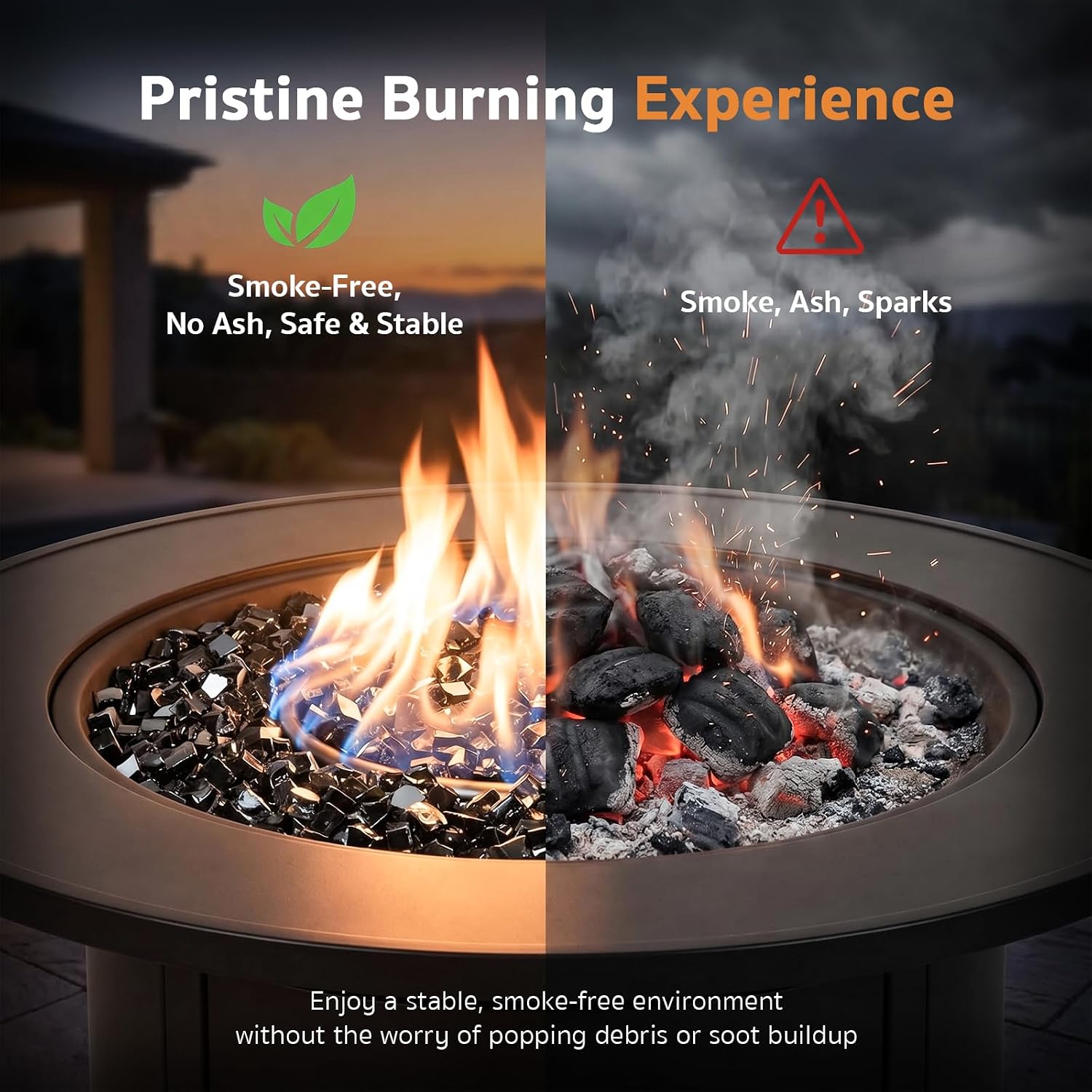 Thumbnail 3 de GASPRO fire glass Gray-20IB, 35 lb reflective black fire pit glass