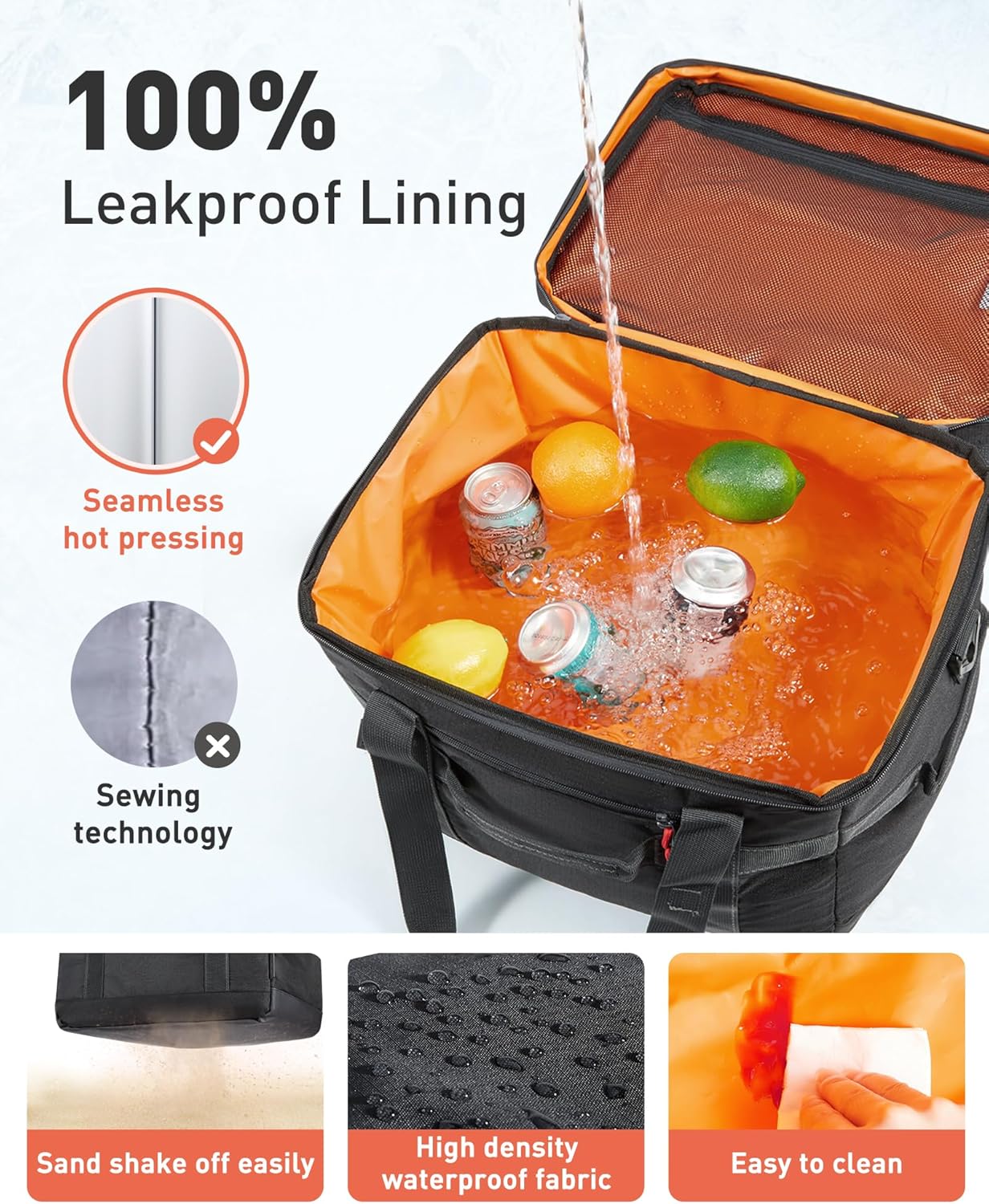 Detalle de TOURIT Soft Sided Cooler Bag (48/60 Cans) — Large Collapsible, Leakproof Insulated Ice Chest for Picnic, Beach, Camping