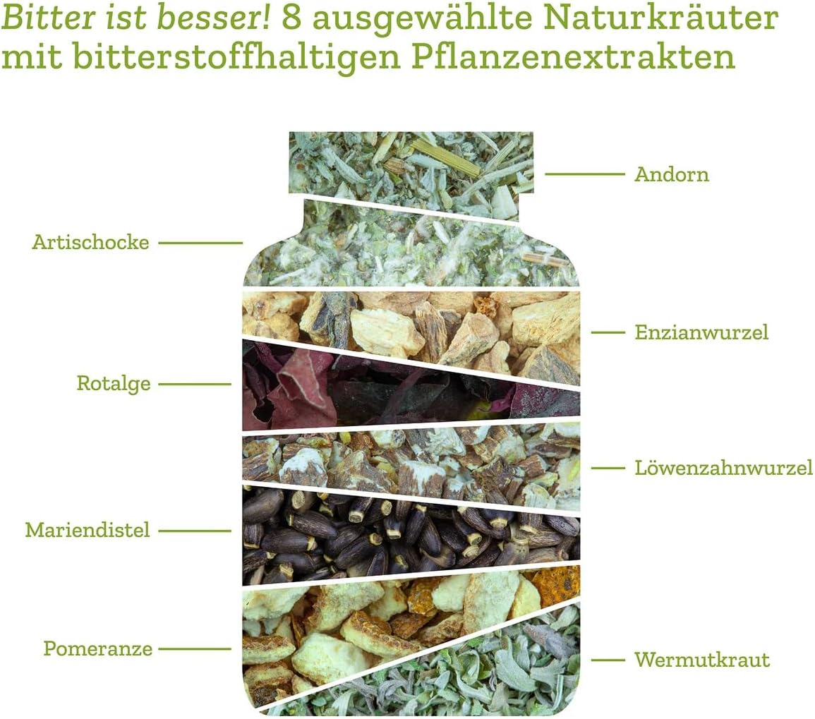 Thumbnail 6 de BitterLiebe Bitterstoffe Kapseln – Hochdosierte Bitterstoffe mit Mariendistel, Löwenzahn und Artischocke (vegan, Hildegard von Bingen) – 90 Kapseln