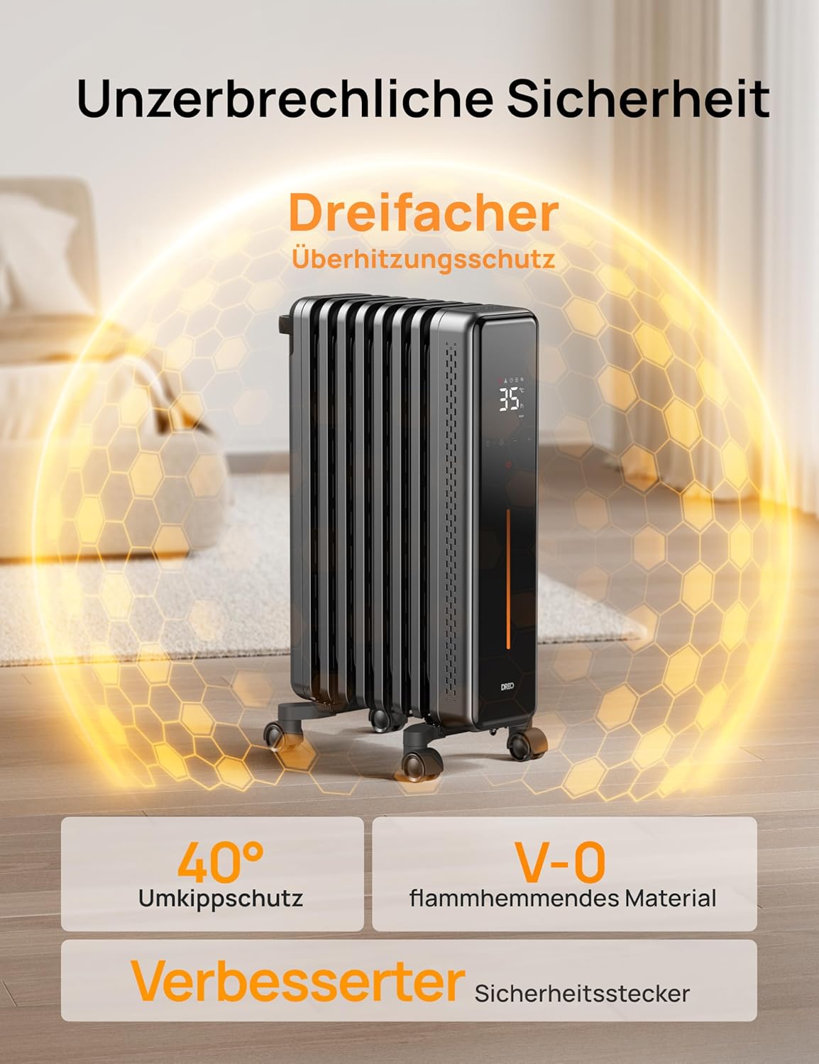 Detalle 2 de Dreo OH521 Ölradiator 2000W Energiesparend