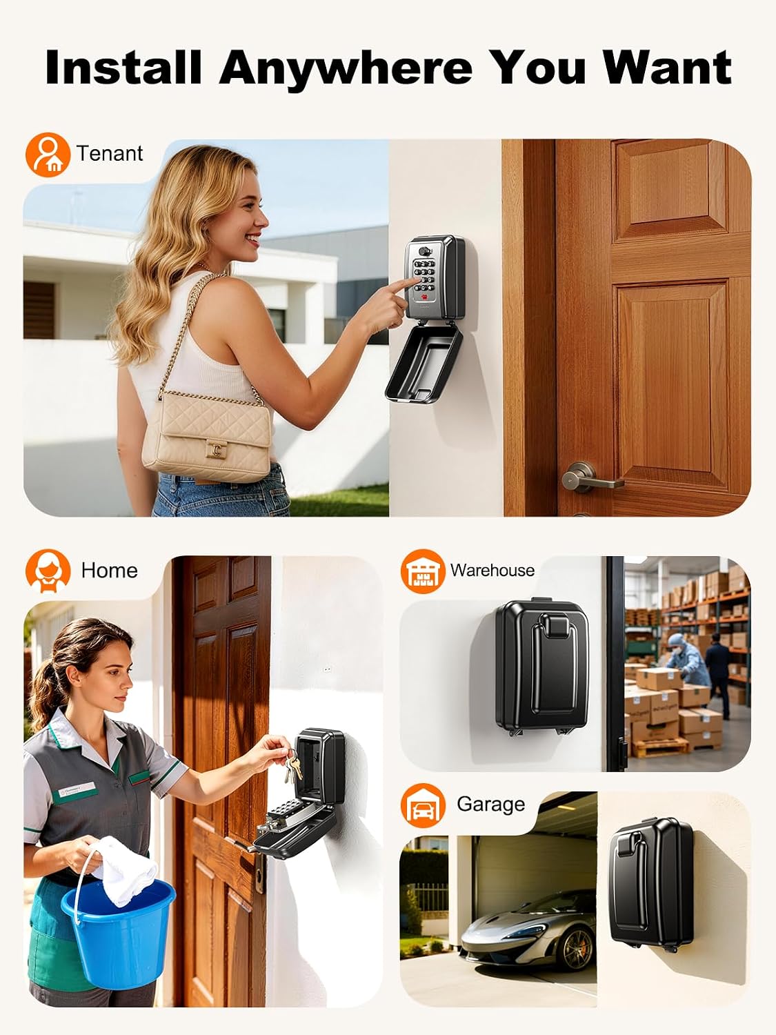 Thumbnail 4 de ISEYOU Key Safe Wall Mounted: Heavy Duty Outdoor Lock Box