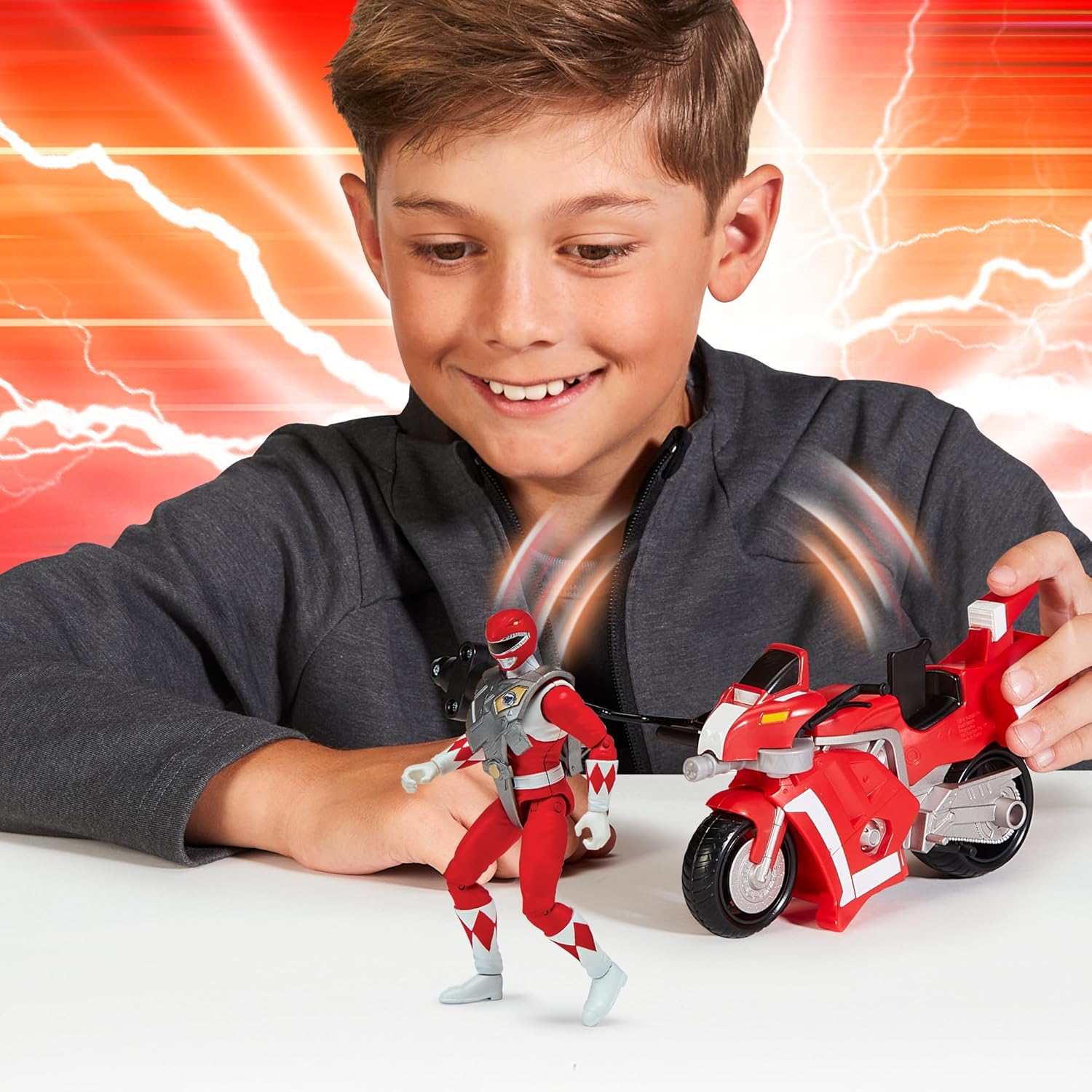 Thumbnail 5 de Power Ranger Véhicule Deluxe avec Figurine 15 cm – Ranger Rouge (Jason Lee Scott)