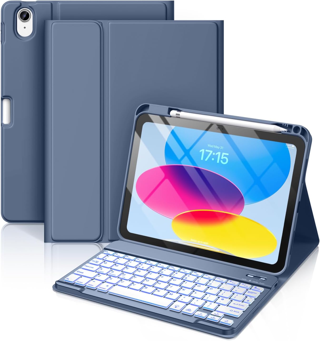 Detalle de Vobafe Keyboard Case for iPad A16 11th/10th Gen (11/10.9 inch) with UK Layout – Blue Gary