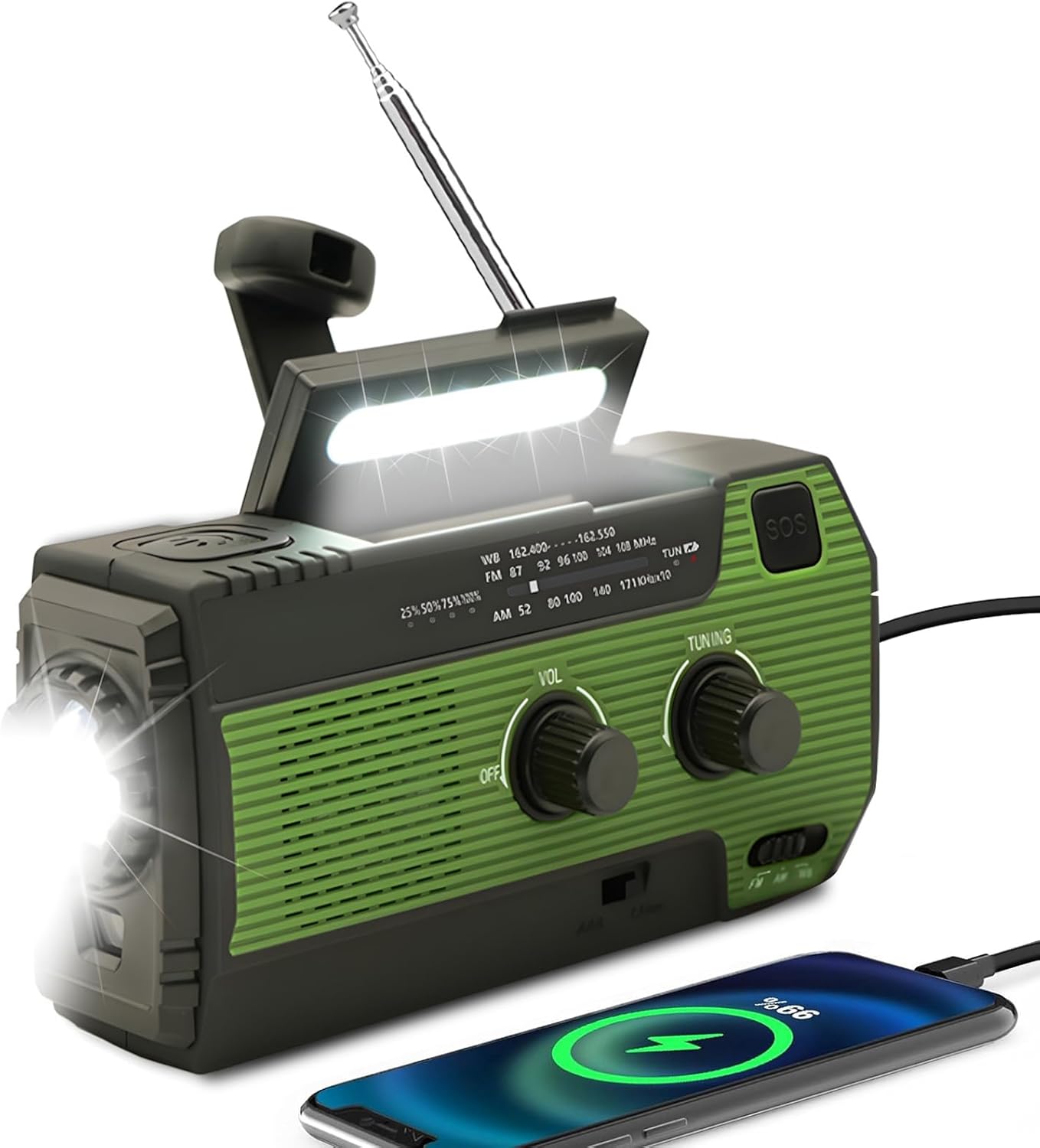 Thumbnail 6 de SOLARBABY Wind Up Solar Radio — AM/FM Weather Emergency Crank Radio with LED Torch and 4000 mAh Battery (Orange)