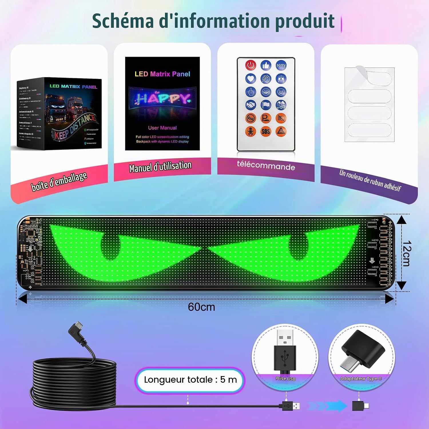 Detalle de ZIMAOER Devil Eyes flexibel led-display voor auto en vrachtwagen met appbediening