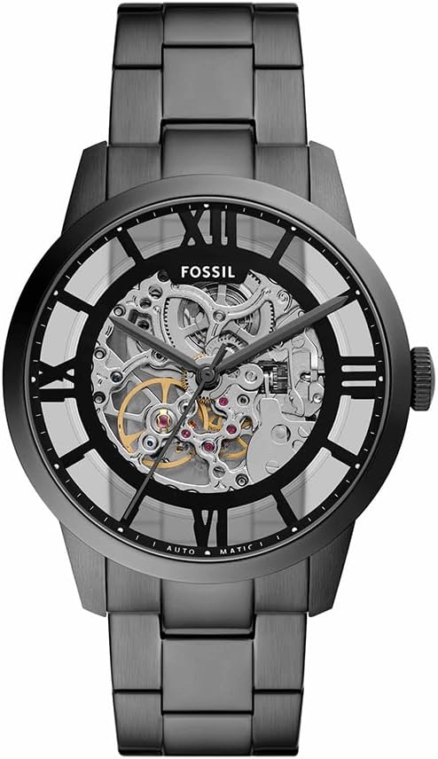 Detalle de Fossil Townsman Herrenuhr – Automatik-Dreizeigerwerk, 44 mm Gehäuse, Edelstahl-/Lederarmband