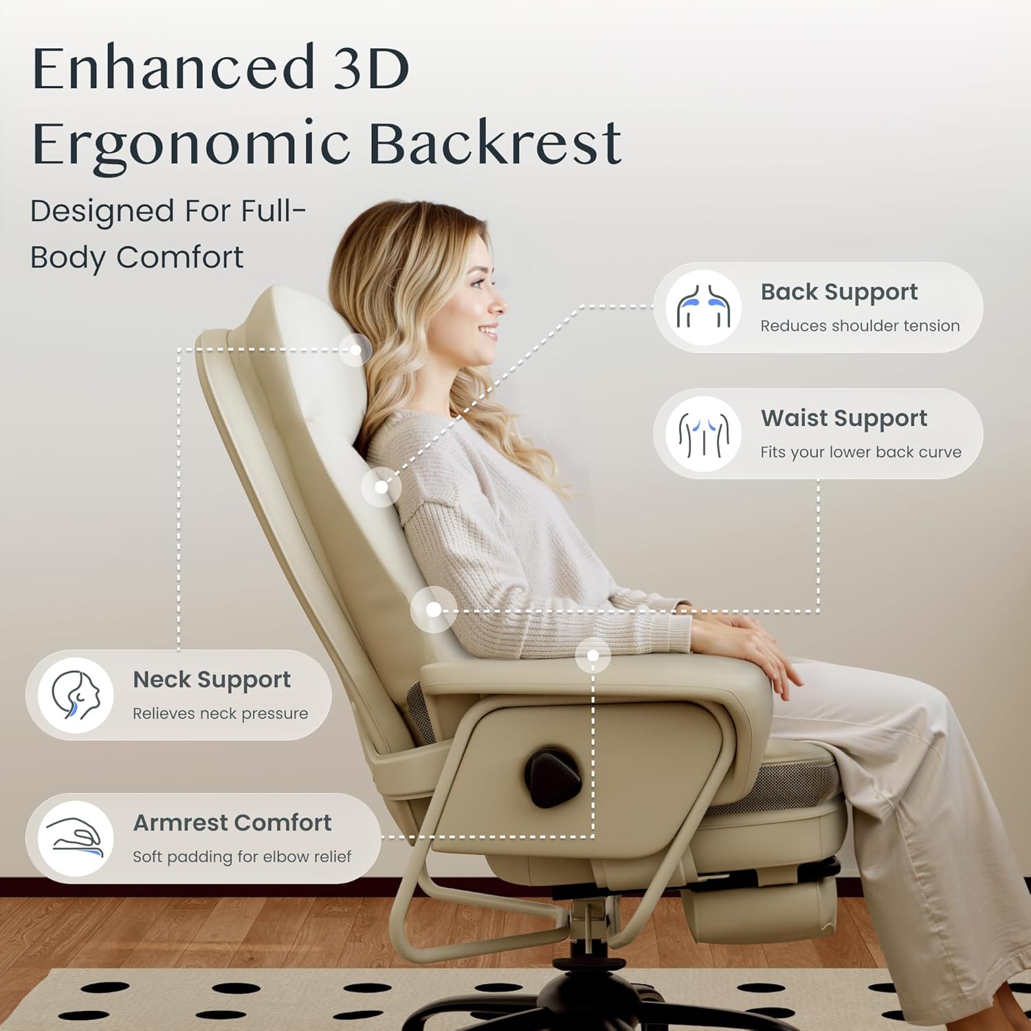 Detalle 2 de FLEXISPOT Cloudrest chaise ergonomique 165°